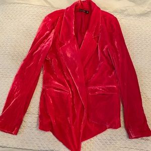 Lustrous velvet hot pink blazer